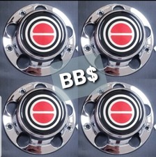 1980-1996 FORD F150 BRONCO VAN Chrome Wheel Hub Center Caps RED Center 4 PCS picture