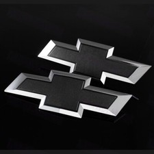 For 2014-2016 Chevy Silverado 1500 2500 3500 Front & Rear Black Bowtie Emblem picture