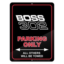 Ford Mustang Boss 302 Parking Only Sign in Black Aluminum picture