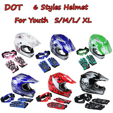 DOT Youth Kids Helmet Dirt Bike ATV Motocross Off-Road S/M/L/XL Goggles Gloves picture