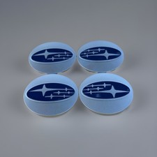 Set Of 4 Subaru Silver/Blue Wheel Center Cap, 28821SA030 picture