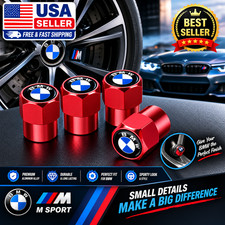 Genuine 4 Piece BMW M Sport Tyre Valve Dust Caps Black Stem Case Covers picture