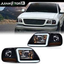 Fit For 97-04 F150 Expedition Smoke LED Tube Headlights & Corner Parking Lights picture
