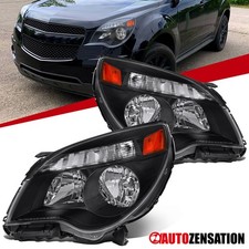 Black Fit 2010-2015 Chevy Equinox LT LS Halogen Headlights Head Lamps Left+Right picture