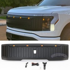 Black Front Grille Fit  For 2023 Ford F150 lightning Upper Grill W/LED Light picture