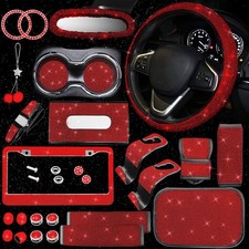 25PCS Bling Car Parts Set, Set Female Plug Universal 15 Inch, Red picture