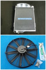 60MM Aluminum Radiator + Fan For Austin Healey 100-6 1956-1960 1957 1958 1959 picture