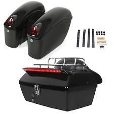 Motorcycle Hard Saddle Bags+Tour Pack Trunk Tail Box Led Light For Harley Honda picture
