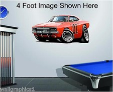1969 Charger General Lee Car 4ft Long Wall Graphic Decal Sticker Man Cave  picture