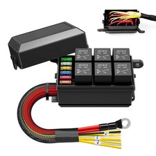 Universal 12V Waterproof Automotive 6 ATO Fuse Relay Box Block w/ Harness Marine picture