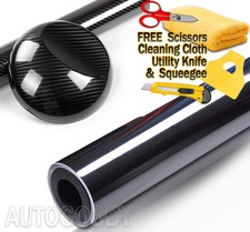 45ft x 5ft HIGH GLOSS 5D Black Carbon Fiber Vinyl Wrap Film Bubble Air Free 6D picture