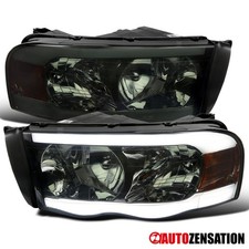 Fit 2002-2005 Dodge Ram 1500 2500 3500 Smoke LED Bar Headlights Lamps Left+Right picture