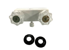 RV Off White Plastic Shower Faucet W/ Diverter Dual Knob Handle Clear picture