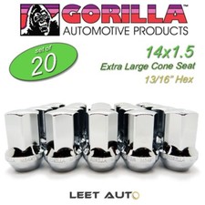 (20pc.) Gorilla Lug Nuts, Factory Style Bulge, 14mm x 1.50, Chrome, 61148FS picture