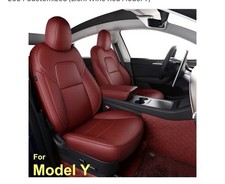 Tesla Model Y 2020-2024 Seat Cover 5 Seat Synthetic Leather Red Wine picture