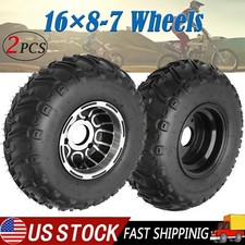 2pc 16x8-7 16x8x7 16x8.00-7 Tire Wheel Aluminum Rim 3 Stud ATV Go kart Taotao picture