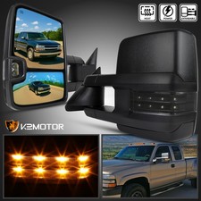 Fits 1999-2002 Chevy Silverado Sierra Power Heated+Smoke LED Signal Tow Mirrors picture