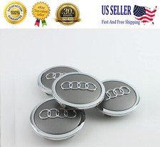 Set(4pcs) Audi 69MM Gray Chrome Wheel Rim Center Hub Caps Replacement 4B0601170A picture