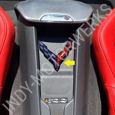 C8 CORVETTE WATERFALL WIRELESS PHONE CHARGER BAY BLACK CROSSED FLAG EMBLEM picture