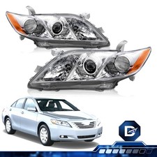 For 2007 2008 2009 Toyota Camry Chrome Amber Projector Headlights Assembly Pair picture