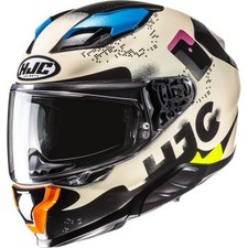 HJC F71 Faco Helmet - Cream/Blue/Pink/Orange/Yellow MC28 - Large picture