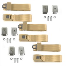 Early Cars 1933 - 1934 Std. 2pt Tan Lap Bench Belt Kit w/Brackets-3 Blts  picture