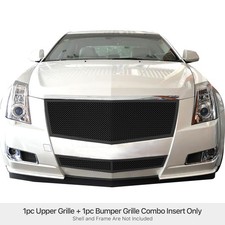 For 2008-2013 Cadillac CTS/11-14 Coupe Stainless Black Mesh Grille Insert Combo picture