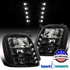 Fits 2007-2014 GMC Yukon Denali XL Halo Projector Headlights Black LED Strip picture