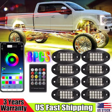 8Pods RGB LED Rock Lights Kit Underbody Light Bluetooth Underglow Remote Control picture