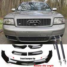 Gloss Front Bumper Lip Splitter Spoiler+2x BLK Strut Rods For 2002 Audi S6 Avant picture