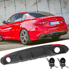 For 2016+ Alfa Romeo Giulia Rear Bumper Matt Diffuser W/ Black Exhaust Tips picture