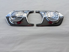 1952 FORD F6 DELUXE TRUCK HOOD SIDE EMBLEMS PAIR WITH MOUNTING PLATES FOMOCO OEM picture