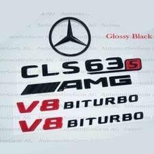 CLS63S AMG V8 BITURBO Rear Star Emblem glossy Black Badge Combo Set for W218 #4 picture