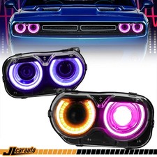 2P For Dodge Challenger 2015-2023 RGB DRL Headlights APP Control Left & Right picture