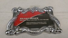 New Pilot Automotive WL262 Metal Motorcycle bike License Plate Frame Snake Bones picture