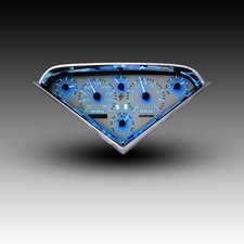 1955-1959 Chevy Truck Analog Gauge Cluster White Faceplate Backlit BLUE WL6000B picture