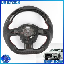 TRUE CARBON FIBER FLAT CUSTOMIZED SPORT LED STEERING WHEEL FOR AUDI A4 A5 04/12 picture