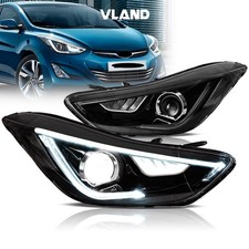VLAND 2Pcs Dual Beam Headlights For 2011-2015 Hyundai Elantra Projector LED DRL picture