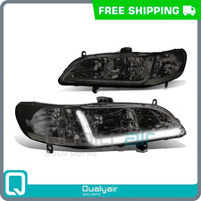 Headlights Smoked/Clear Side Turn Corner+Led DRL Headlamp for 98-02 Accord CG picture