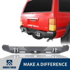 Hooke Road Rear Bumper w/LED Floodlights for Jeep Cherokee XJ 84-01 Steel Black picture