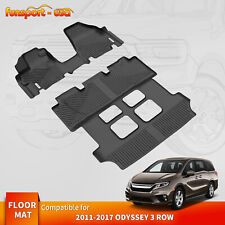 Custom Floor Mats 3 Row Liners Set for 2011-2017 Honda Odyssey TPE All-Weather picture
