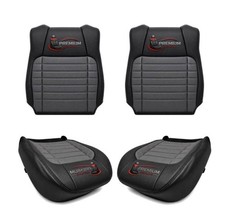 2002 F150 Harley Davidson Driver Bottom Leather Perf Seat Cover 2Tone Black/Gray picture