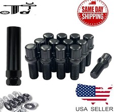 20Pc Black M14x1.5 Spline Tuner Lug Bolts 28mm Shank Fit Audi Aftermarket Wheel picture
