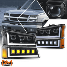 For 03-07 SIlverado LED DRL Sequential Turn Signal Projector Parking Headlights picture