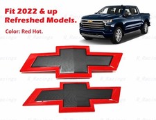 2022+ Chevrolet Refreshed Silverado 1500 Bowtie Front & Rear Red Black Emblem picture