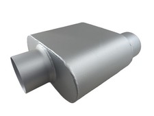 Exhaust Muffler 3.0in Offset / 3.0in Center Out Moderate Sound Aluminized Steel picture