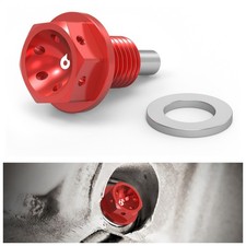 BEVINSEE M12x1.5 Performance Magnetic Oil Sump Drain Plug Red Universal For BMW picture