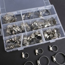 60x 7 Size Hose Clamps Adjustable Worm Gear Stainless Steel Clamp Assortment KIT picture