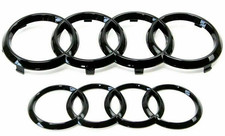 Audi A5 S5 Sportback Rings Emblem Front Hood Rear Boot Grill Badge Gloss Black picture
