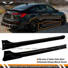 For 22-26 Honda Civic Sedan Hatchback Yofer V2 Gloss Black Side Skirt Extension picture
